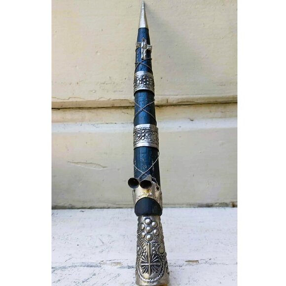 Authentic VTG Wood with Embossed Silver Metal Religious Trinkets Vampire Stake - Picture 3 of 9